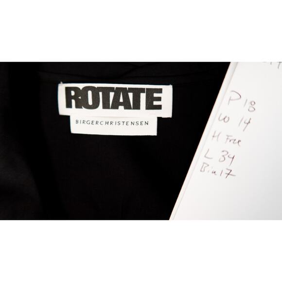 ROTATE BIRGER CHRISTENSEN Black Padded Shoulder Lace Trim Mini Dress 34/US 4 - Picture 11 of 11